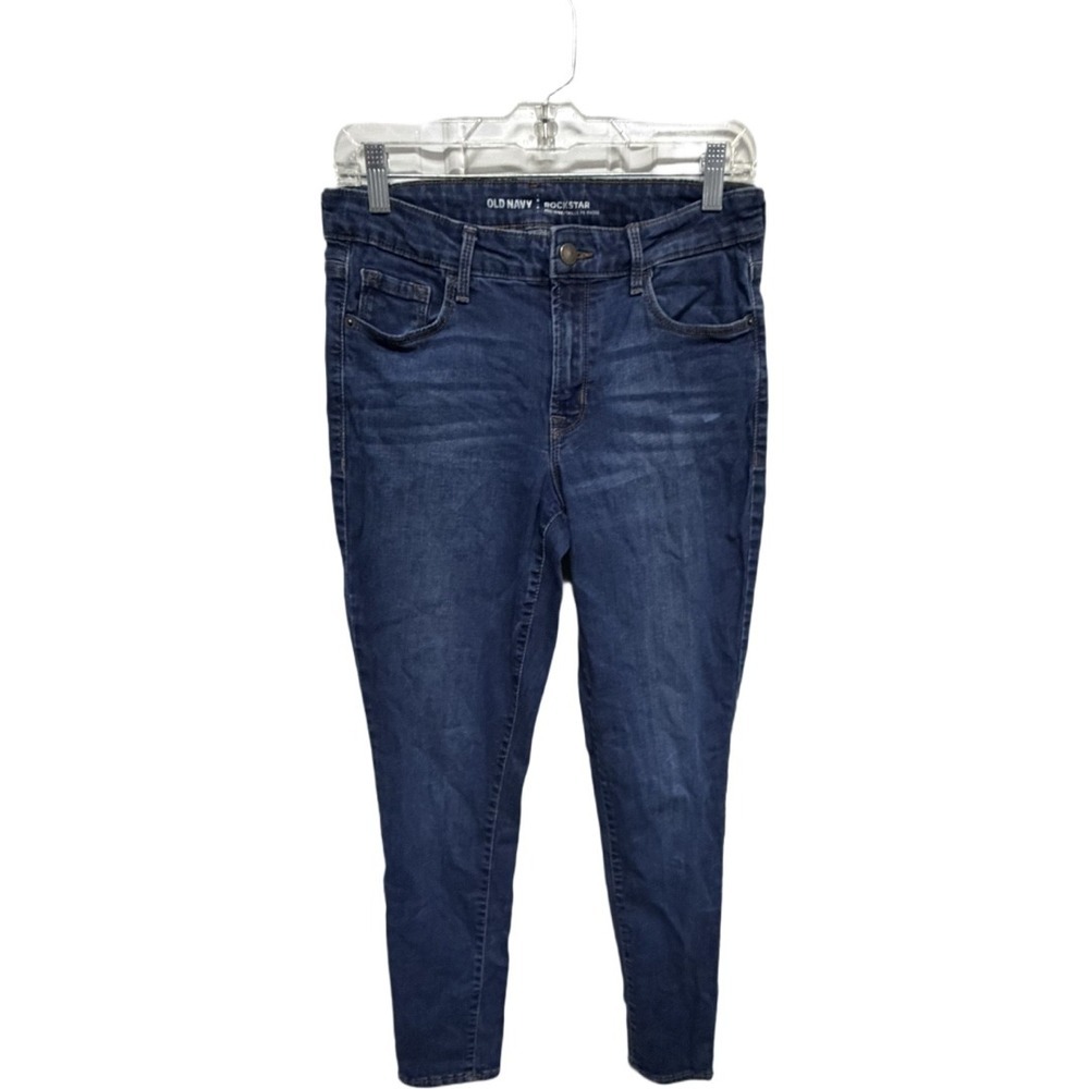 Old Navy Rockstar Mid Rise Skinny Jeans Women Size 8 Regular Dark Wash Stretch